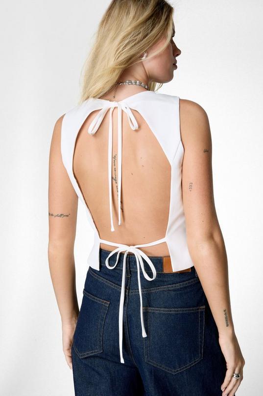 Bow Detail Backless Tailored Top Product Image