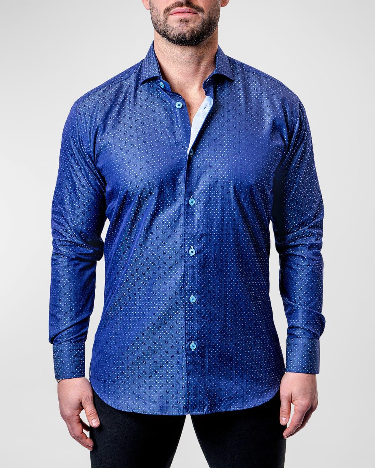 Maceoo Einstein Dot Paisley Blue Contemporary Fit Button-Up Shirt Product Image