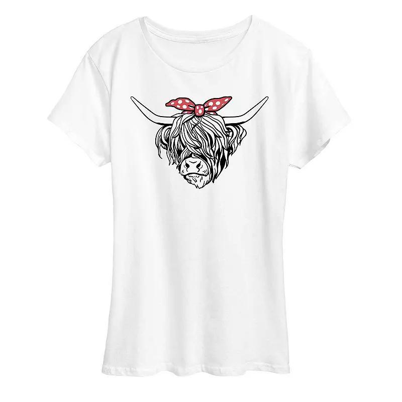 Womens Highland Cow Bandana Graphic Tee, Girls Product Image