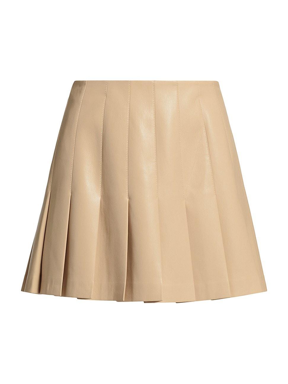 Womens Carter Pleated Vegan Leather Miniskirt product image