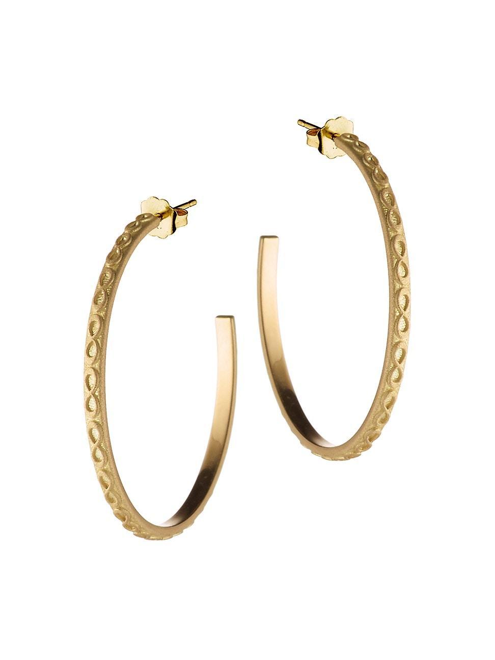 Womens Infinity 18K Yellow Gold Medium Hoop Earrings Product Image