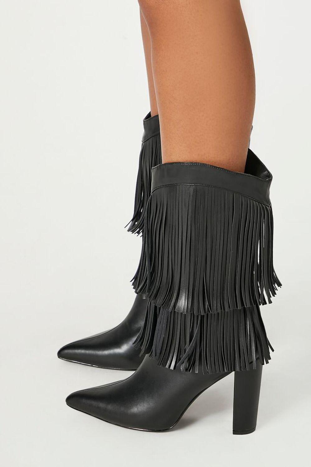 Fringe Block Heel Boots | Forever 21 Product Image