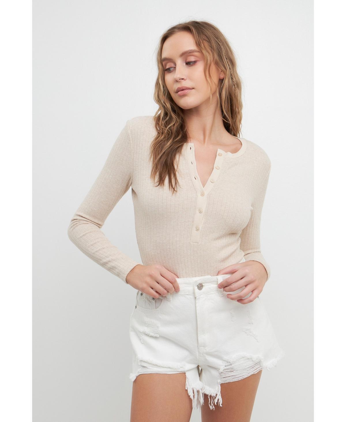 Free the Roses Womens Ribbed Knit Bodysuit Product Image