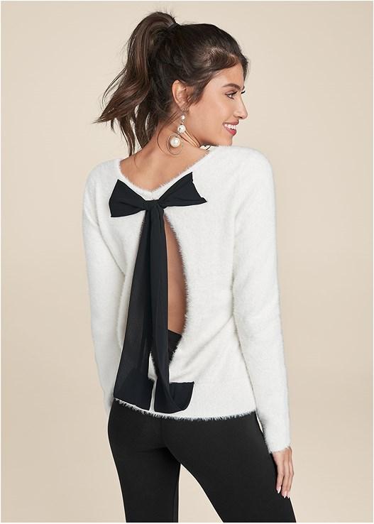 Bow Detail Open Back Sweater Product Image