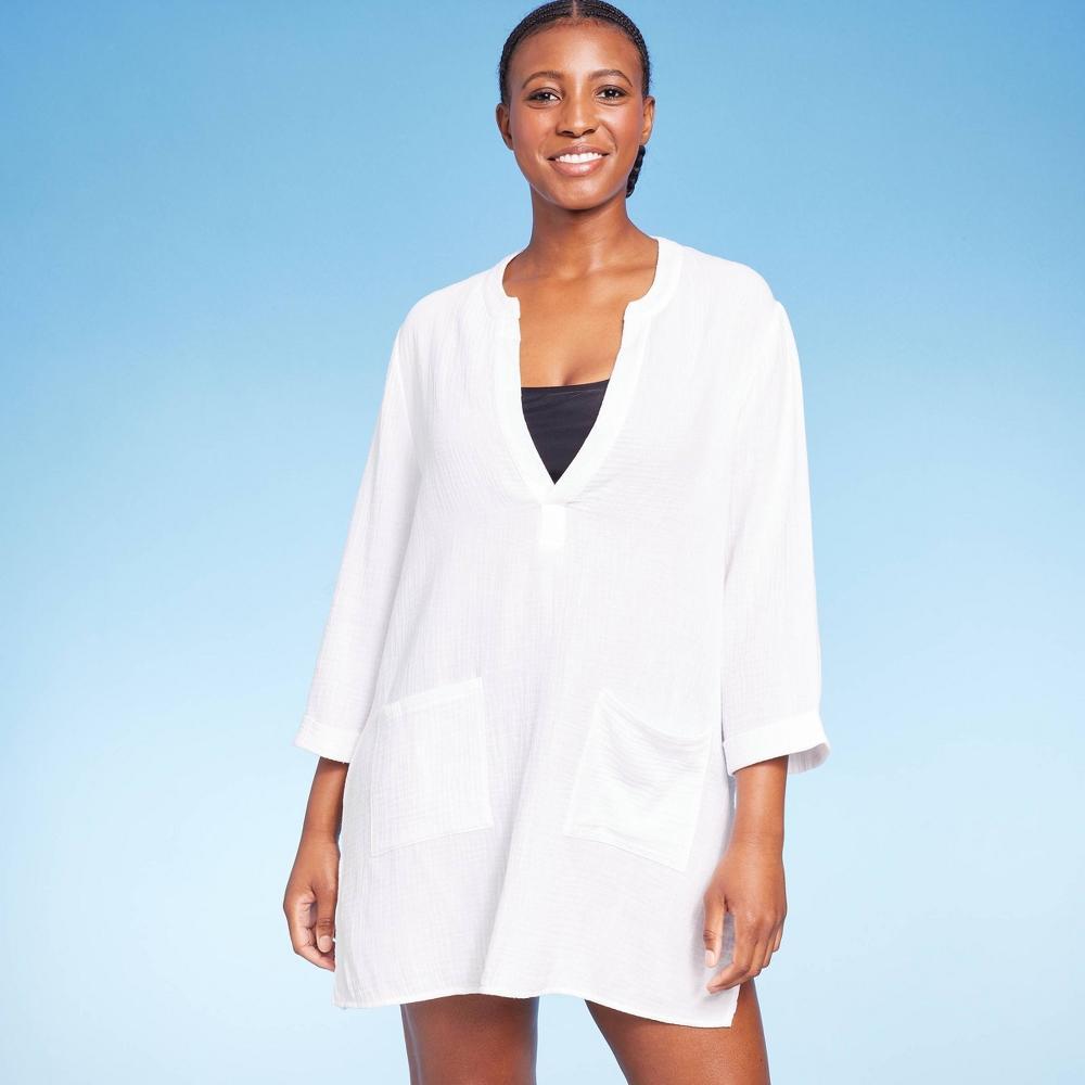 Womens Pullover Tunic Swimsuit Cover Up - Kona Sol White M Product Image