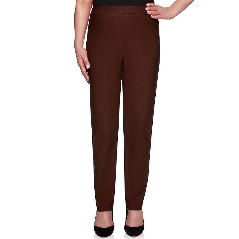 Womens Alfred Dunner Classics Allure Proportioned Pants Beig/Green Product Image