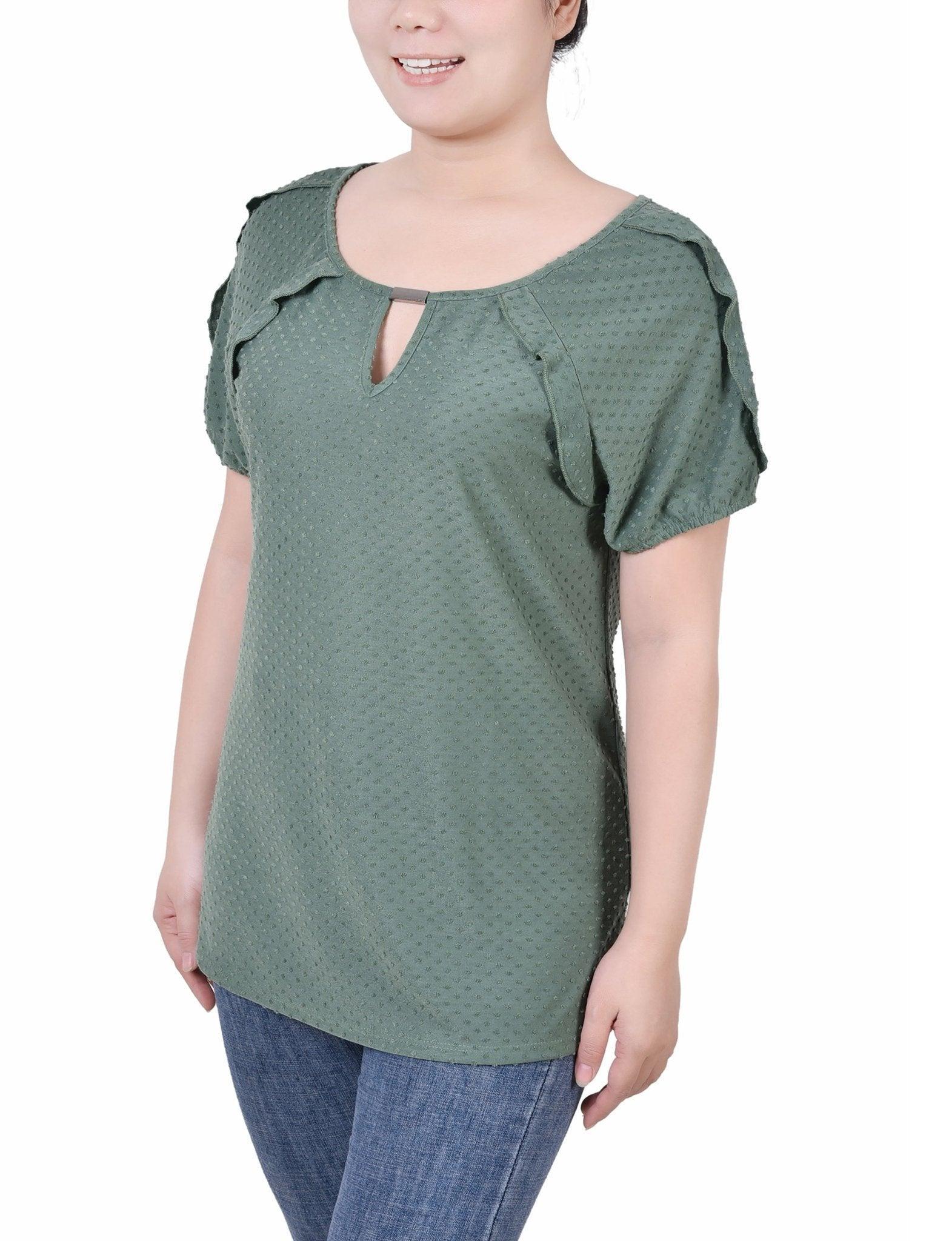 Short Sleeve Swiss Dot Top - Petite Product Image