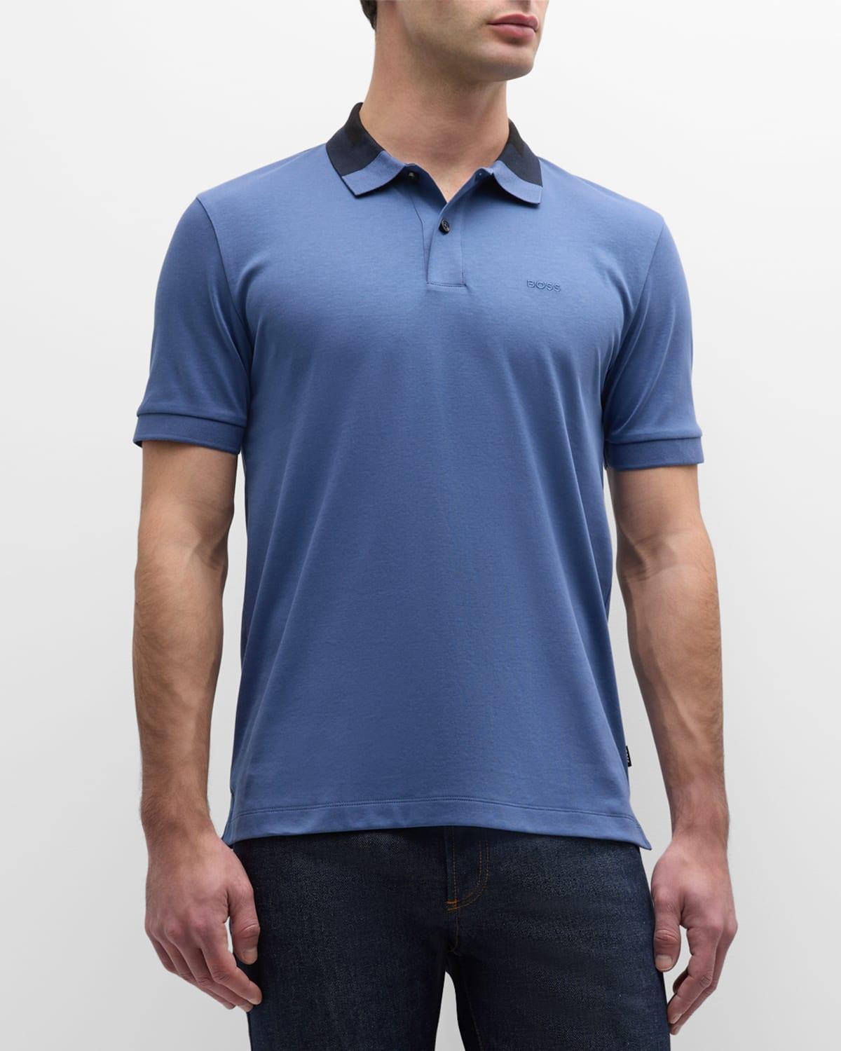 Mens Cotton Polo Shirt with Contrast Collar Product Image