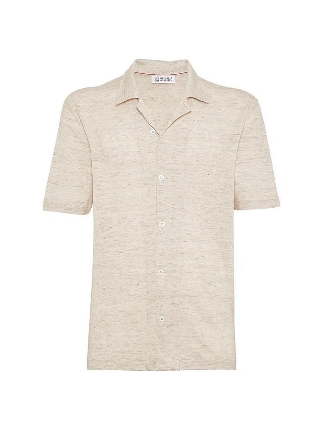 Mens Linen And Cotton Short Sleeve Knit Shirt Product Image