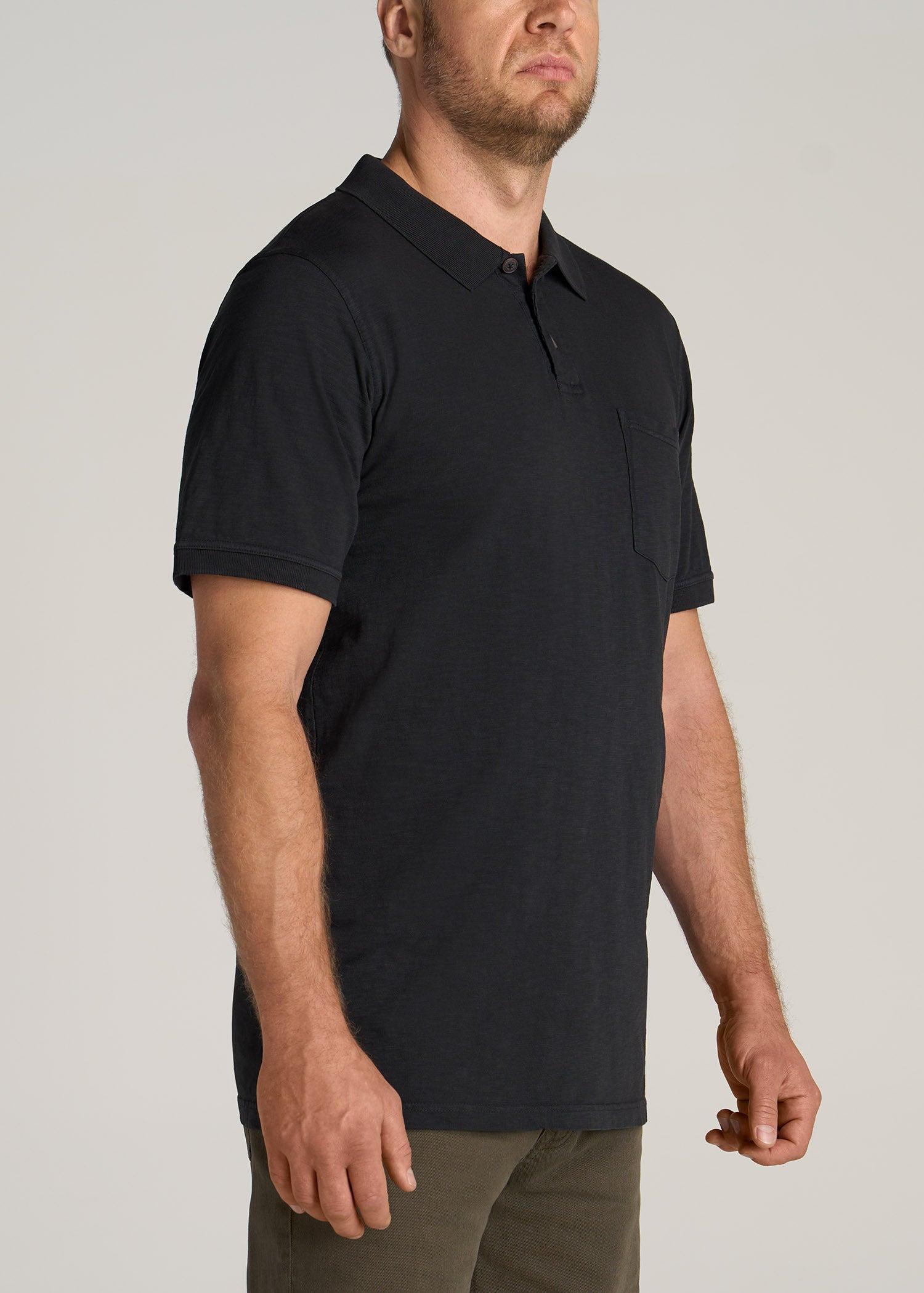 LJ&S Slub Pocket Polo Shirt for Tall Men in Vintage Black Male Product Image