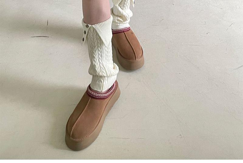 Plain Button Cable Knit Leg Warmers Product Image