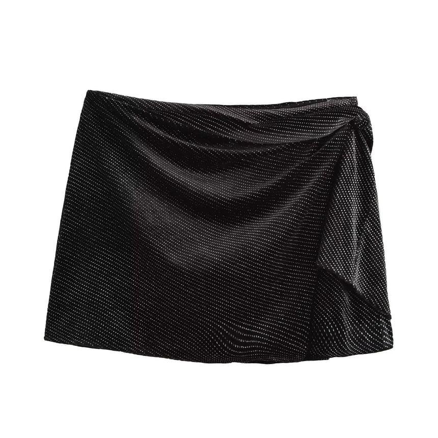 Mid Rise Glitter Mini A-Line Skirt Product Image