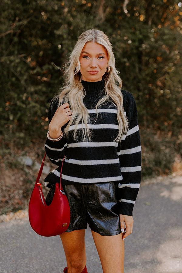 Cue The Chic Stripe Sweater in Black Product Image