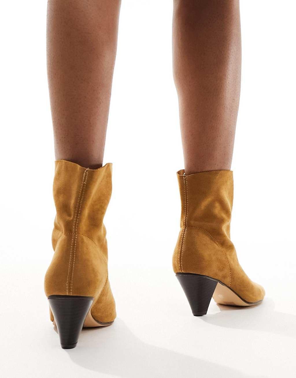 Truffle Collection cone heel ankle boots in sand Product Image