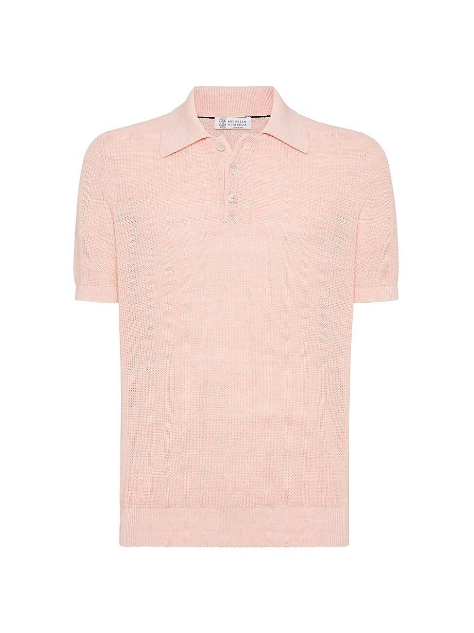 Mens Linen and Cotton Half English Rib Knit Polo Product Image