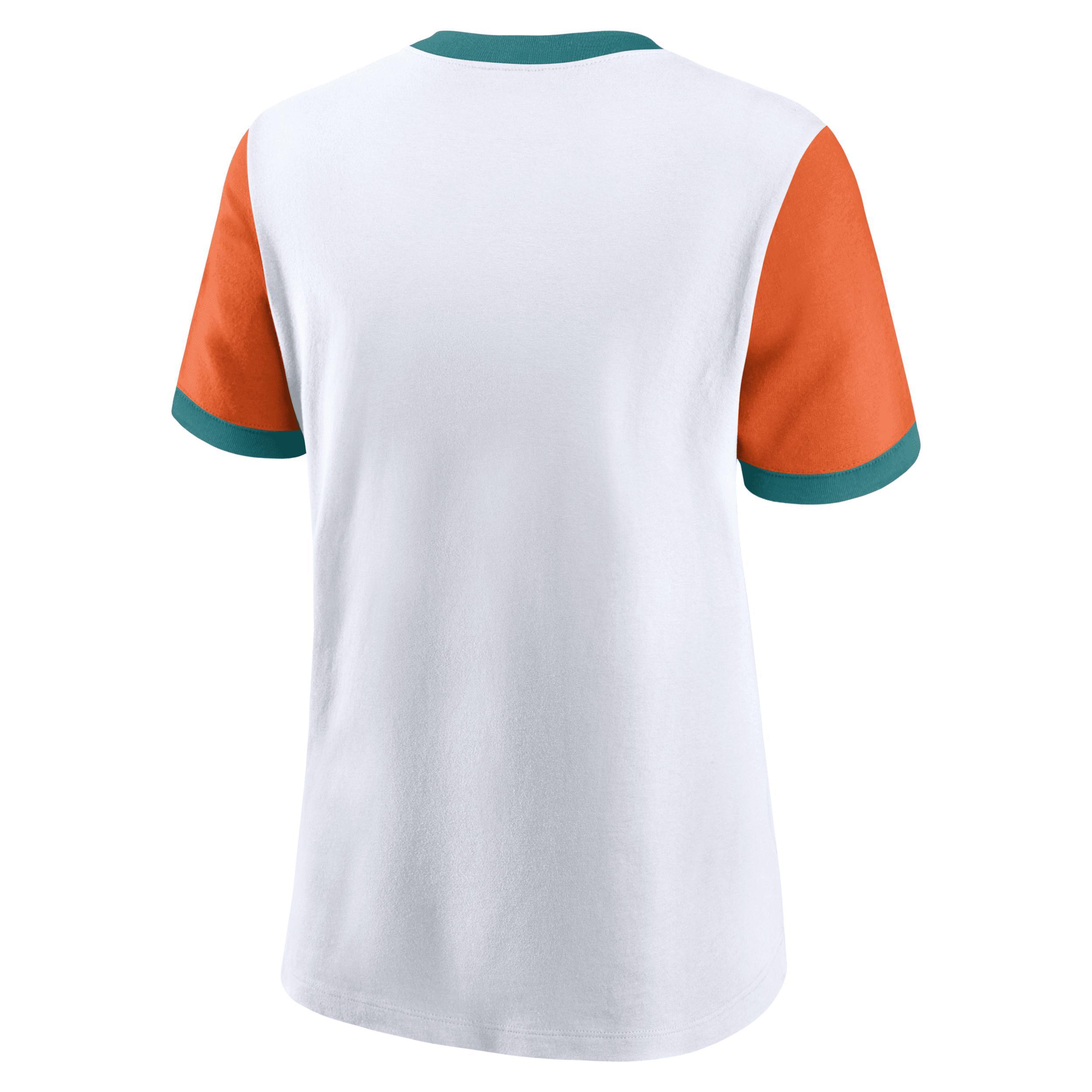 Miami Dolphins Rewind Nike Womens NFL Ringer T-Shirt Product Image