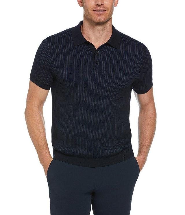 Perry Ellis Vertical Stripe Short Sleeve Polo Shirt Product Image