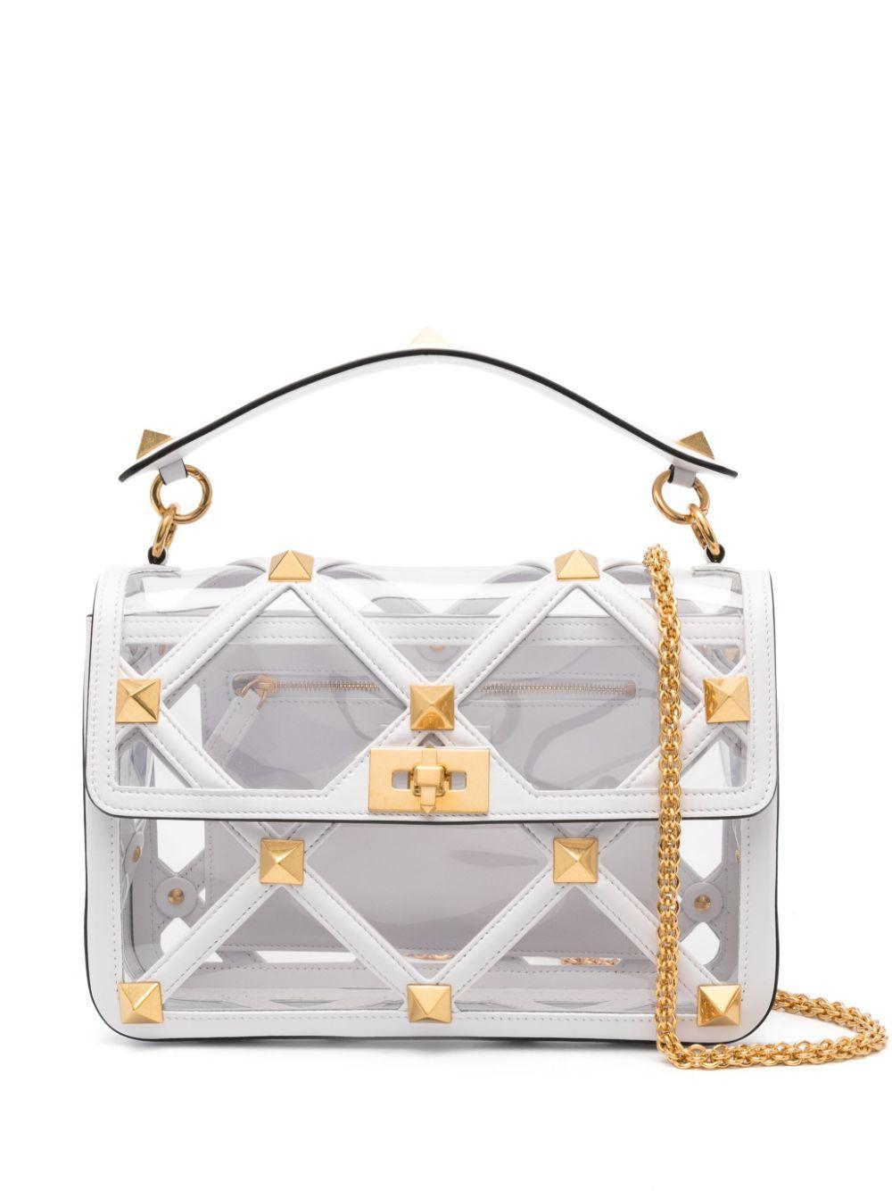 VALENTINO GARAVANI Medium Roman Stud Crossbody Bag In White Product Image