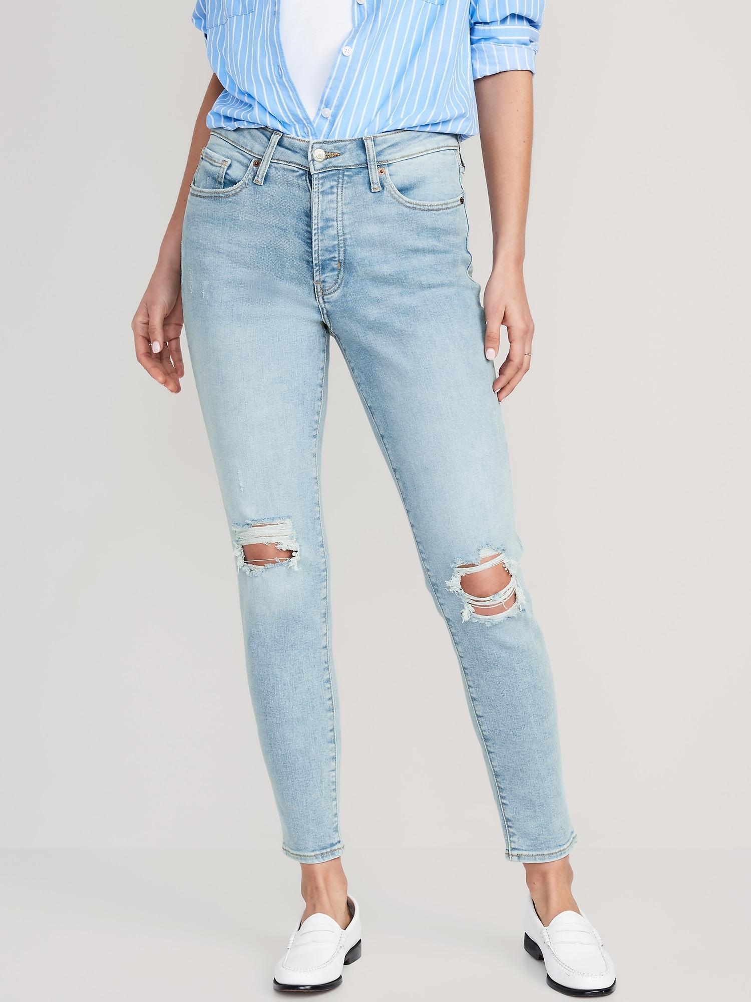 High-Waisted Button-Fly OG Straight Extra-Stretch Ankle Jeans for Women Product Image