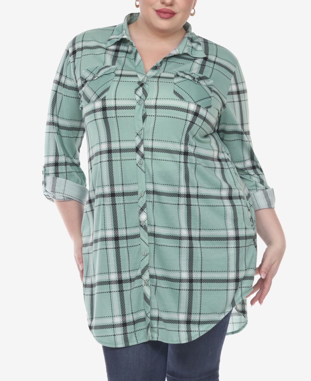 White Mark Plus Size Plaid Tunic Top Product Image