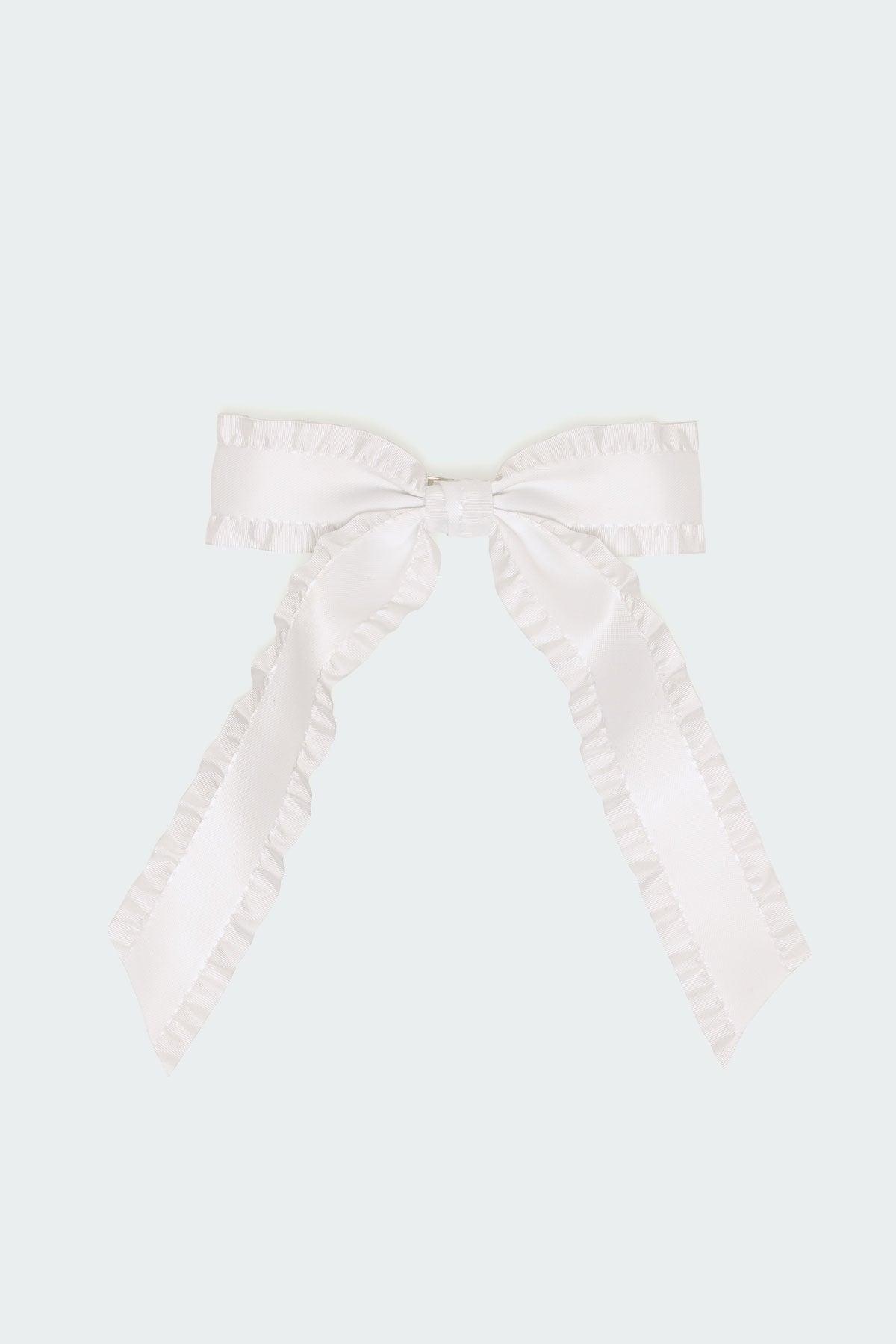 Ruffle Trim Bow Hair Clip Product Image