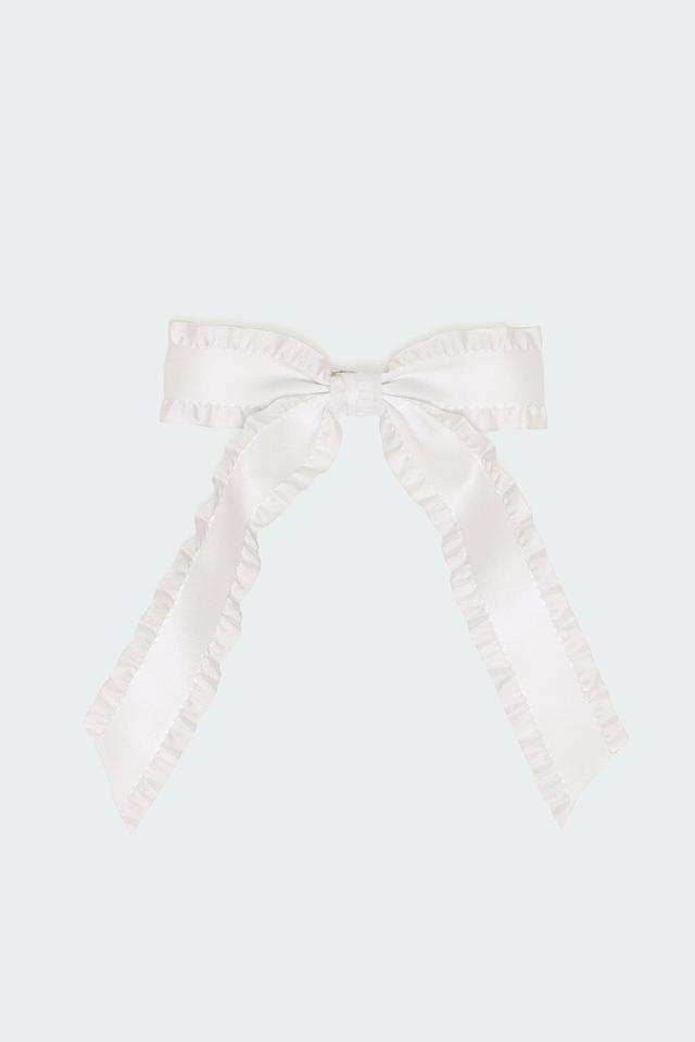 Ruffle Trim Bow Hair Clip Product Image