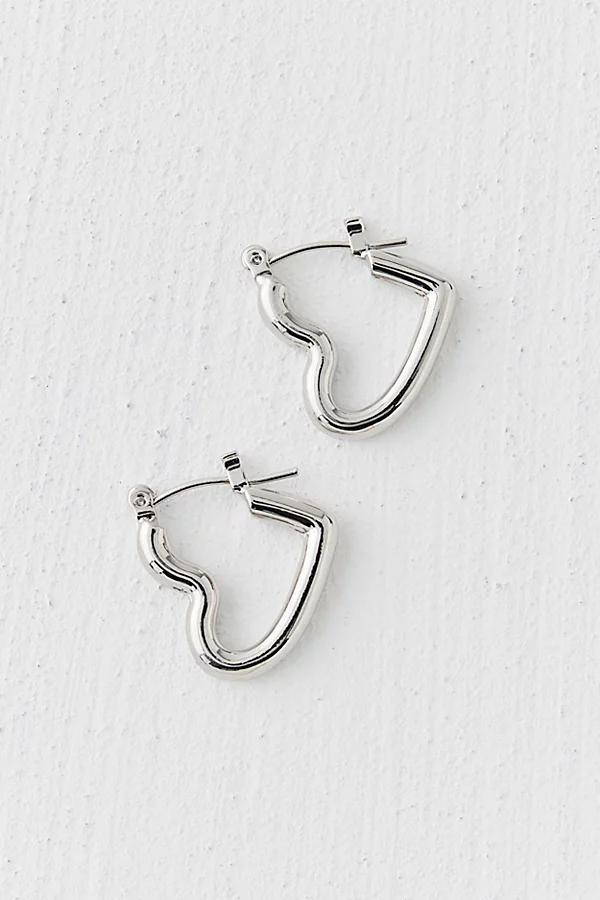 14k Gold Plated Heart Hoop Earring Womens at Urban Outfitters Product Image