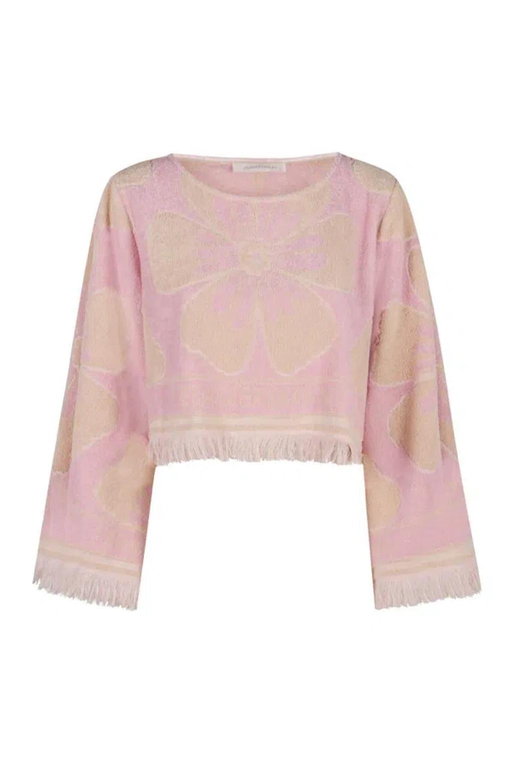 Pop Long Sleeve Crop Top In Pink Product Image