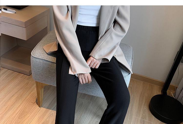 High Waist Plain Slit Hem Bootcut Pants Product Image