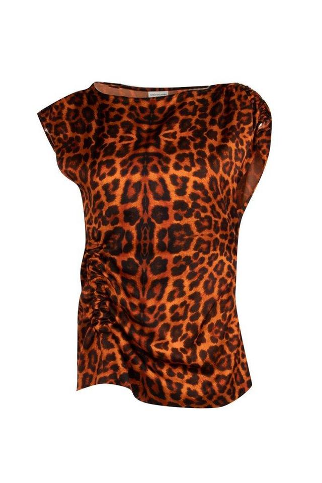 Leopard Printed Ruched Top In Multi Product Image