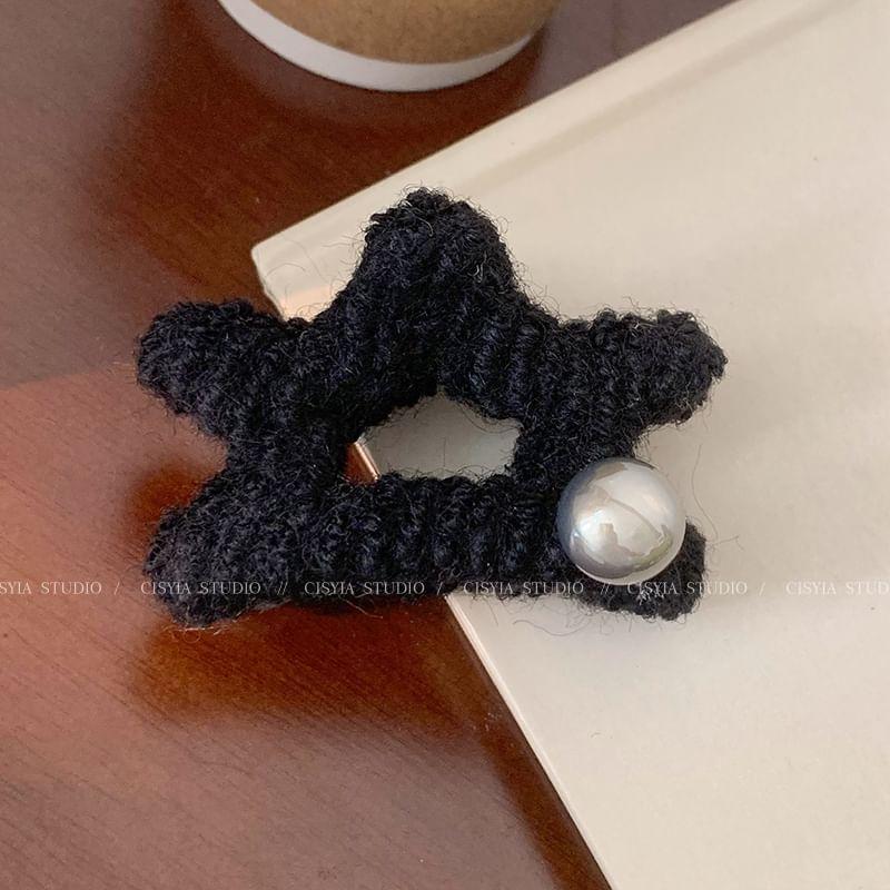 Star Faux Pearl Fabric Hair Claw Clip Product Image