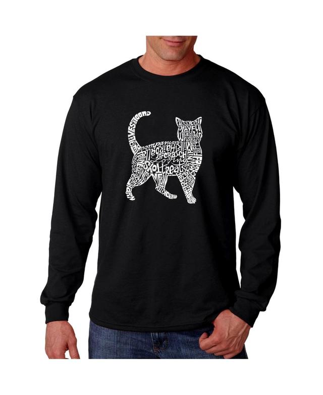 La Pop Art Mens Word Art Long Sleeve T-Shirt - Cat Product Image