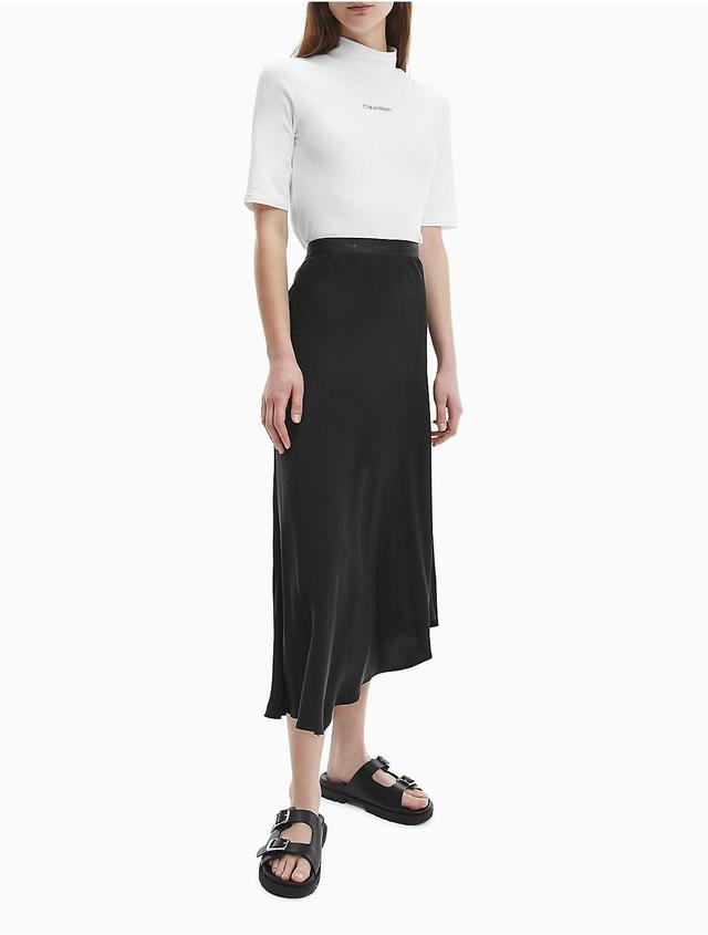 Calvin Klein Womens Shine Logo Waistband A-Line Midi Skirt - Black - 32 Product Image