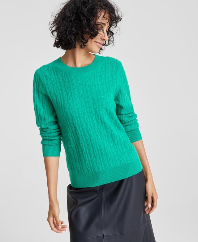 Charter Club Womens 100% Cashmere Cable-Knit Crewneck Sweater, Created for Macys Product Image