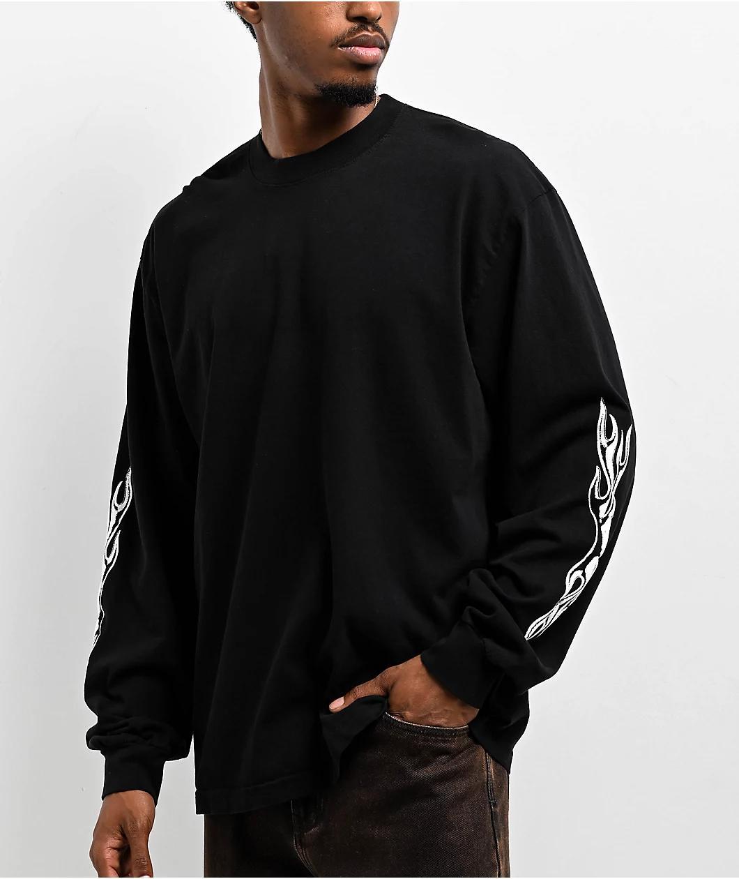 Straye Flame Black Wash Heavyweight Long Sleeve T-Shirt Product Image