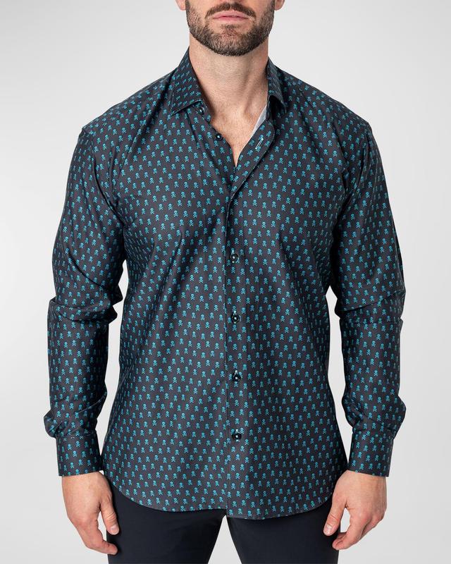 Maceoo Fibonacci Regular Fit Skullinvader Black Button-Up Shirt Product Image