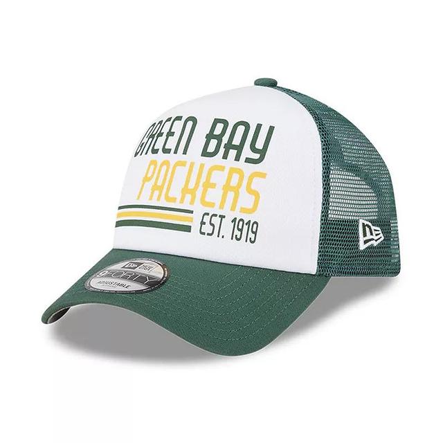 Mens New Era /Green Green Bay Packers Stacked A-Frame Trucker 9FORTY Adjustable Hat Product Image