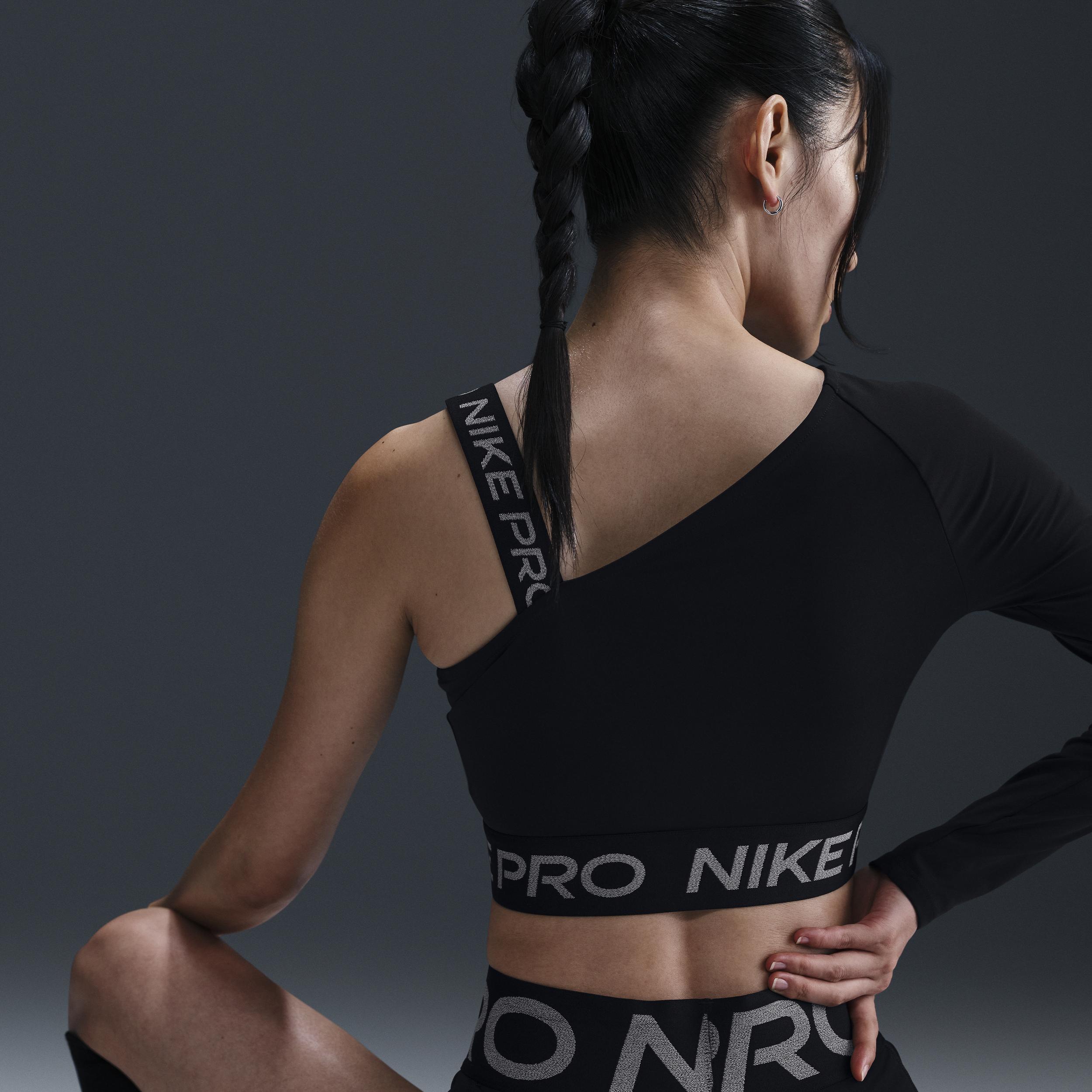 Womens Nike Pro Shine Dri-FIT Asymmetrical Cropped Top Product Image