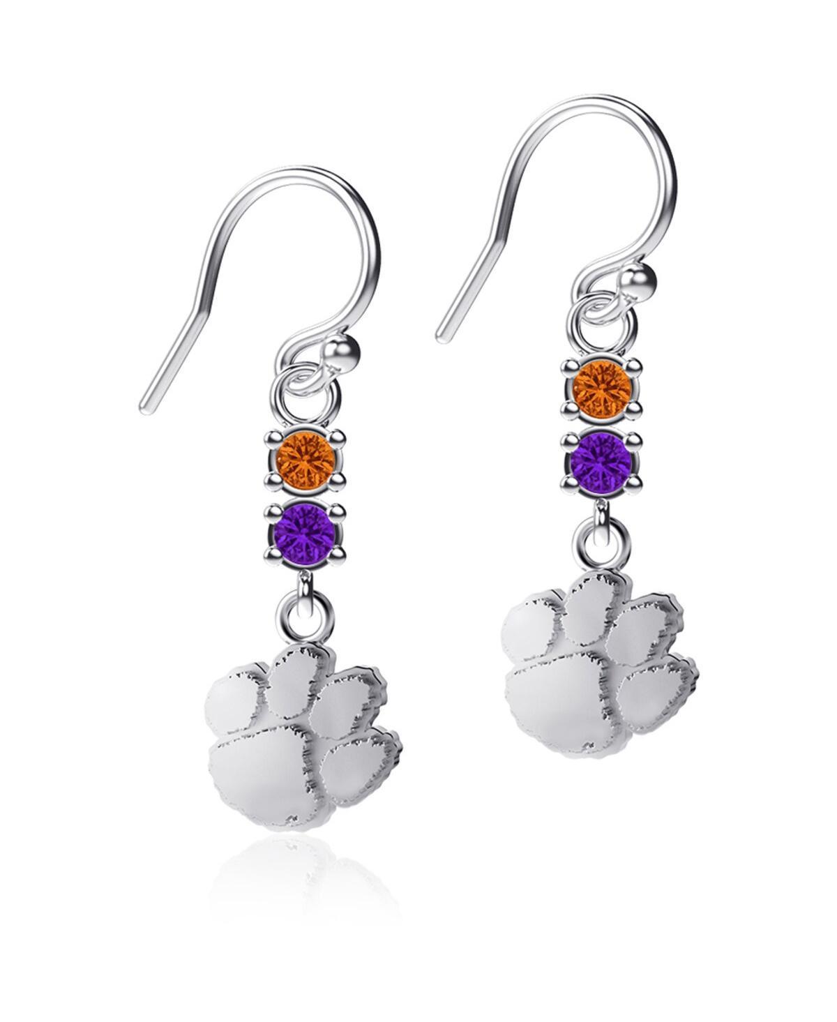 Womens Dayna Designs Clemson Tigers Dangle Crystal Earrings Product Image