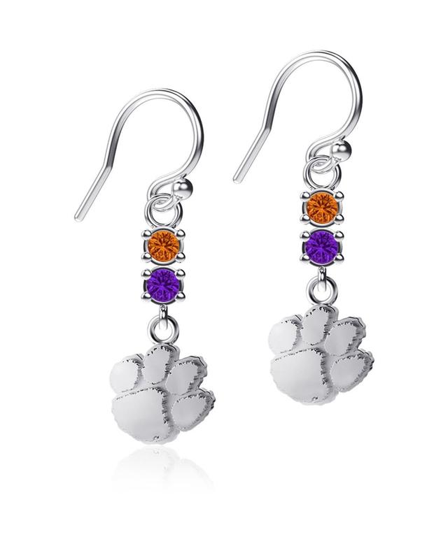 Womens Dayna Designs Clemson Tigers Dangle Crystal Earrings Product Image