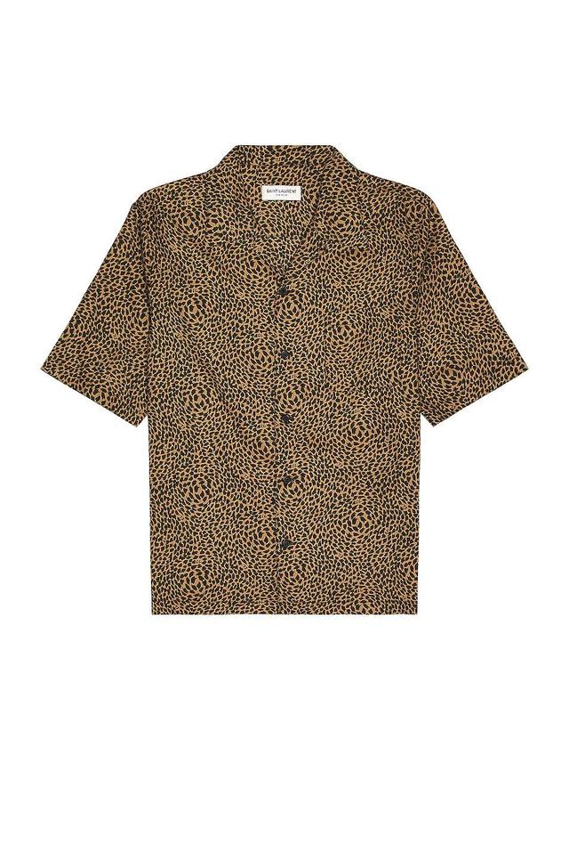 Saint Laurent Hawaii Short Sleeve Shirt in Tan Product Image