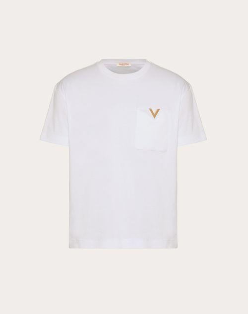 COTTON T-SHIRT WITH METALLIC V DETAIL Product Image