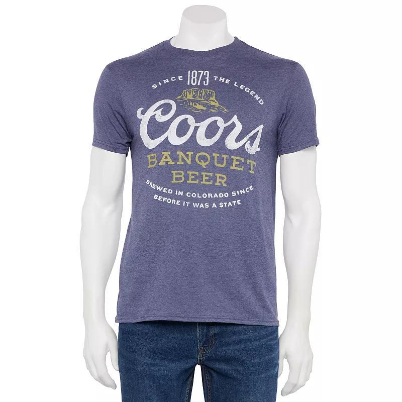 Mens Coors Banquet Beer Stateless Graphic Tee Navy Grey Product Image