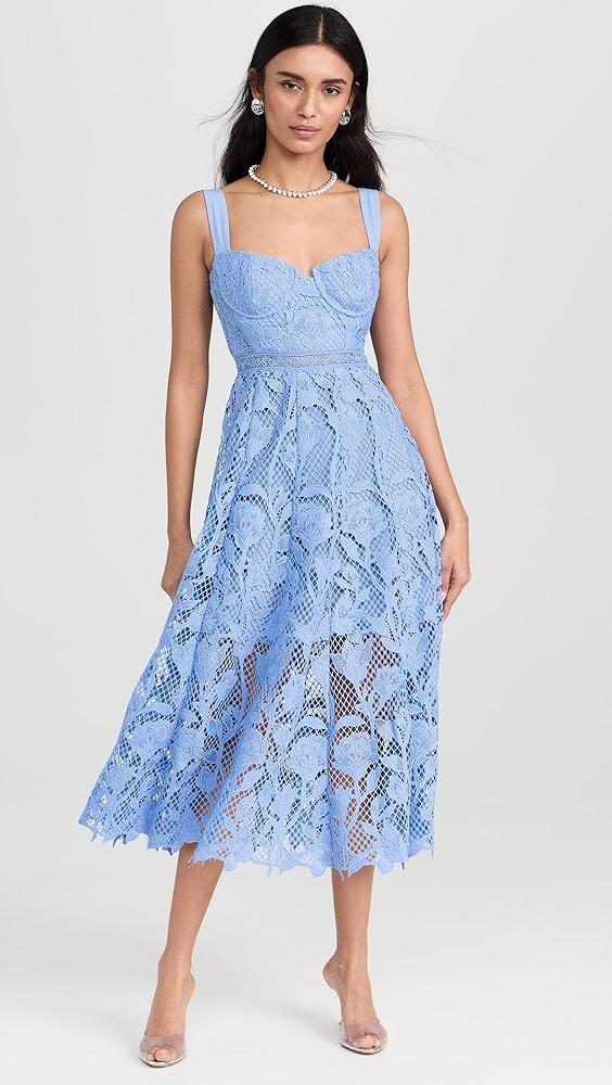 Self Portrait Blue Lace Midi Dress | Shopbop Product Image