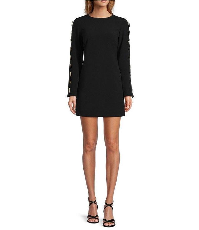 Antonio Melani Kelly Long Sleeve Cut-Out Crepe Crew Neck Shift Dress Product Image