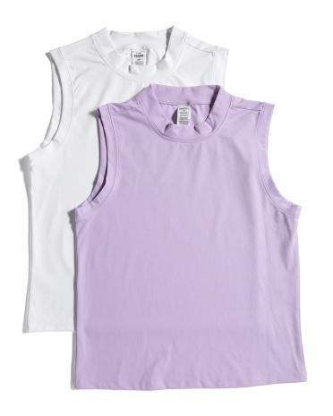 2pk Peached Interlock Mock Neck Tanks for Women Product Image