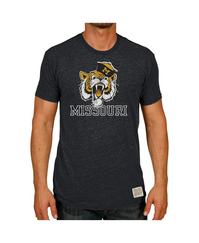 Mens Original Retro Brand Heather Black Missouri Tigers Vintage-Like Angry Tiger Tri-Blend T-shirt Product Image