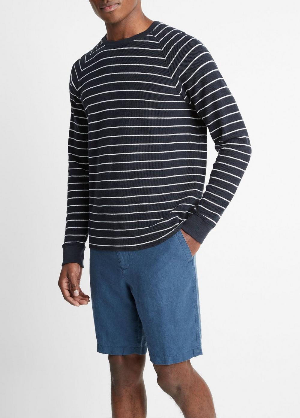 Striped Waffle Pima Cotton Long-Sleeve T-Shirt Product Image