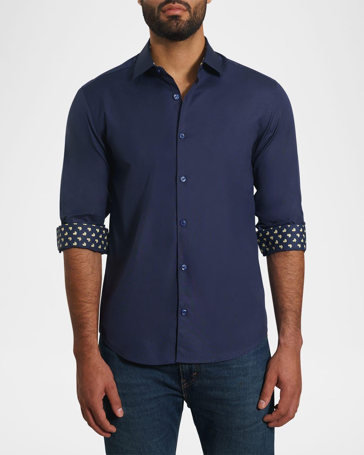 Men's Contrast-Reverse Solid Sport Shirt Product Image