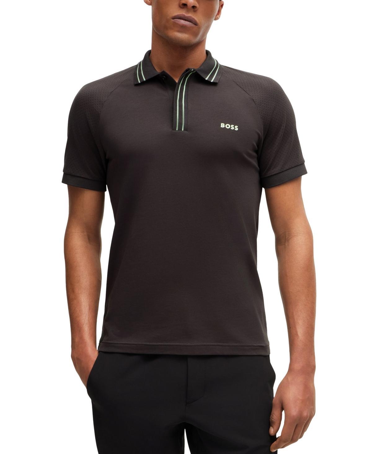 Boss by Hugo Boss Mens Logo Striped Stretch-Cotton Polo Shirt Product Image